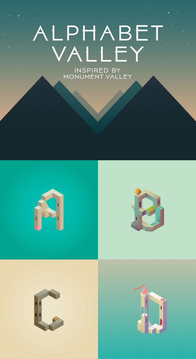 Someone made a beautiful, Monument Valley-style alphabet
