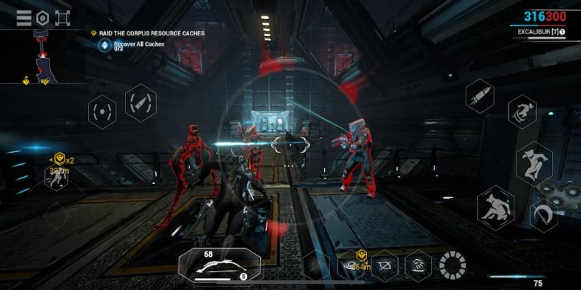 Mobile gameplay of Warframe