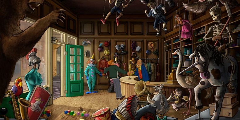 George gets shocked by the costume store owner.