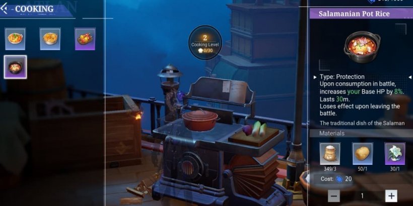 All Crystal of Atlan cooking recipes, listed