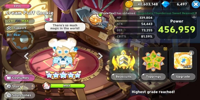 Cookie Run Kingdom: Cream Puff Cookie Toppings and Beascuits guide