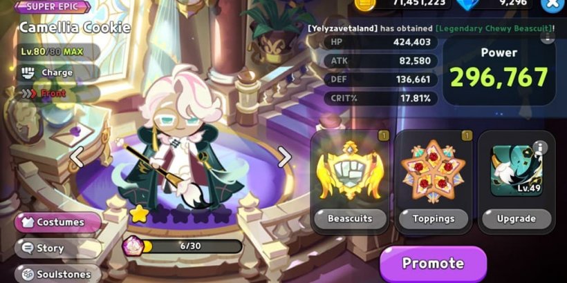 Cookie Run Kingdom: Camellia Cookie Toppings and Beascuits guide