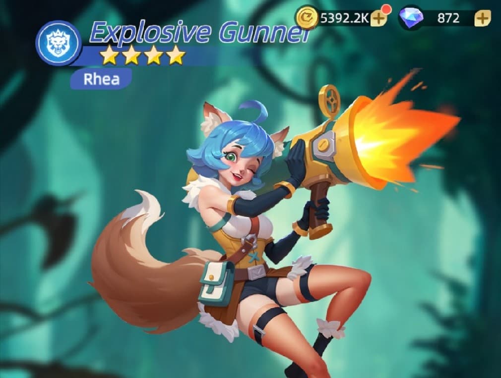 Explosive gunner Rhea fox girl with a big cannon