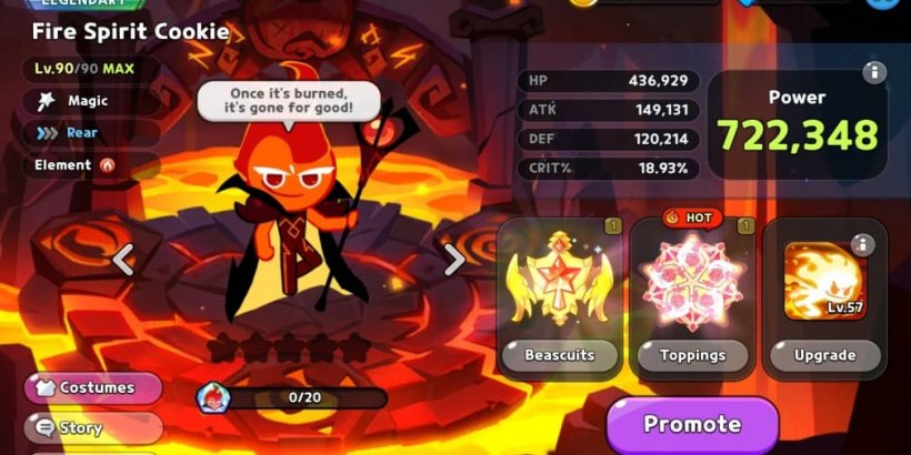 Cookie Run Kingdom: Fire Spirit Cookie Toppings and Beascuits guide