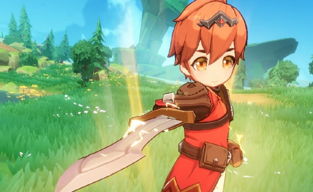 swordbearer class boy holding a sword pointing at the screen