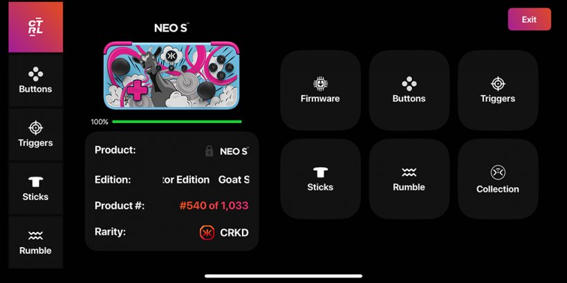 Seeing the NEO S Goat Simulator Edition within the CRKD App