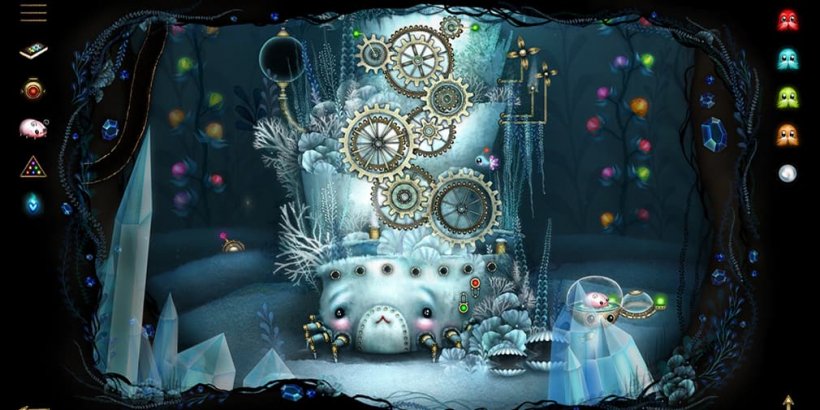 Nara swimming near a mechanical coral reef