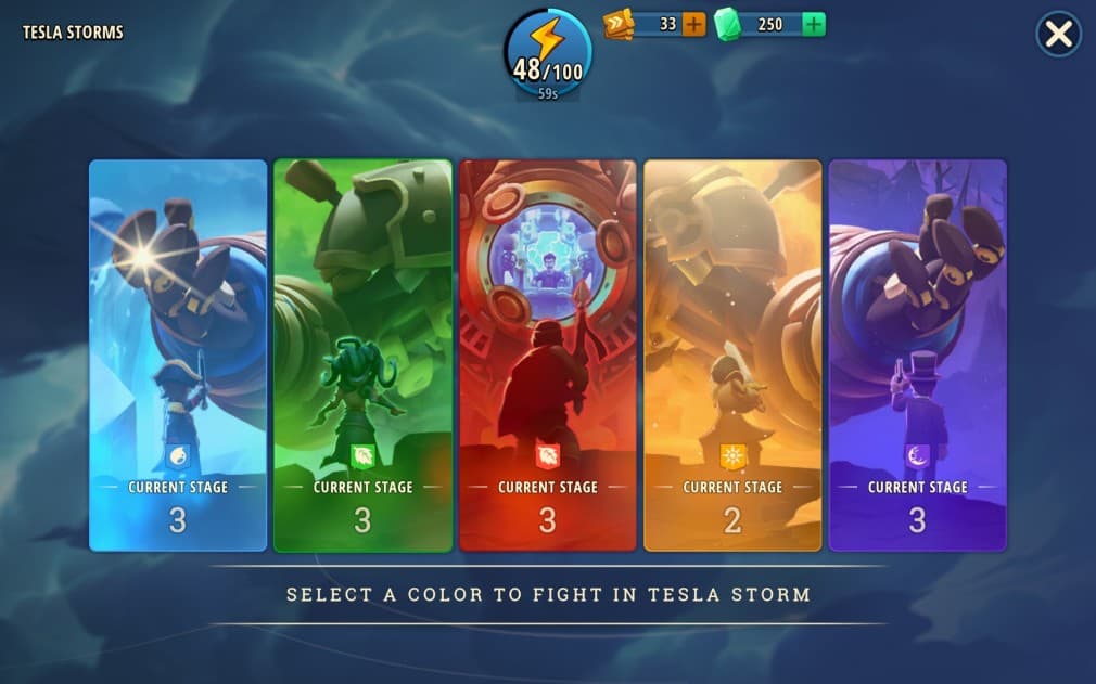tesla quest for upgrading heroes of all 5 elements