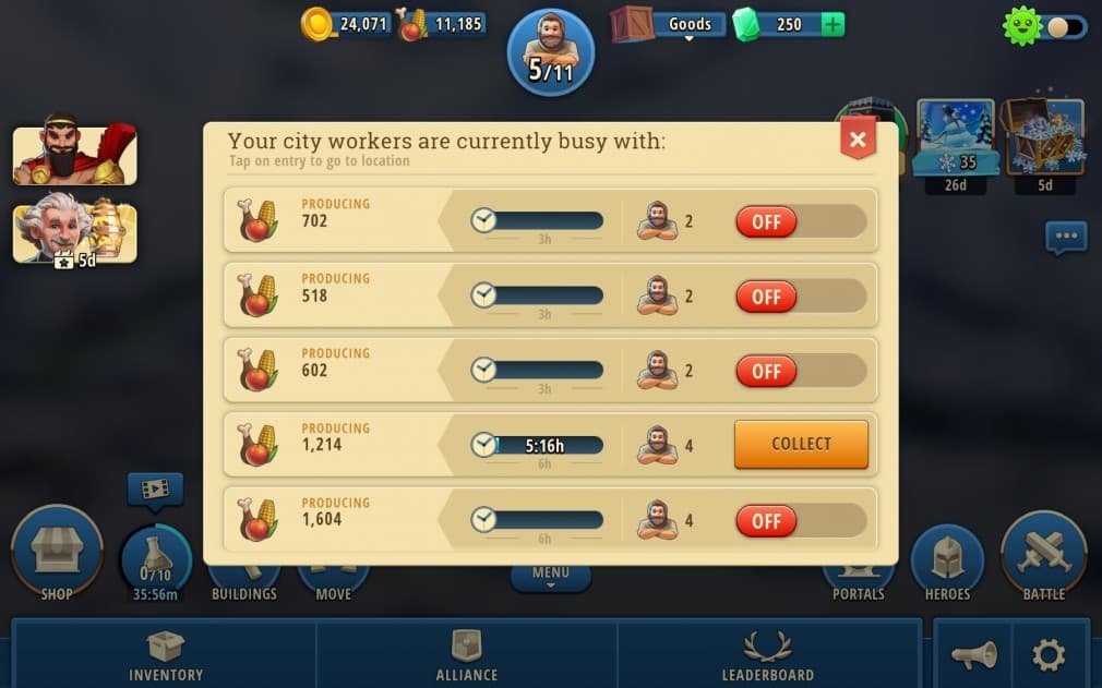 villager management in heroes of history