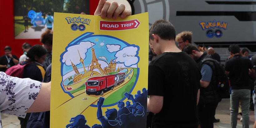 Poster in front of the bus in Manchester