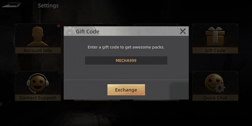 Mecha Domination redeeming a gift code