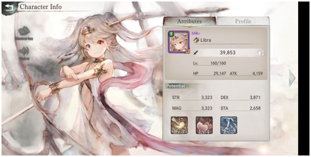 Libra character in Memento Mori looking like an abstract angel