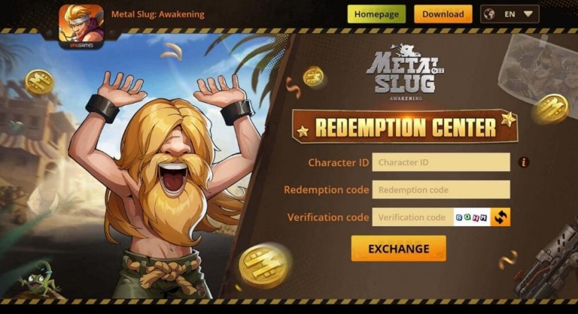 Metal Slug Awakening redemption center