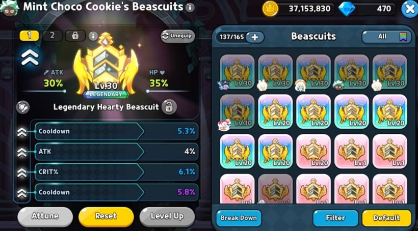 mint choco cookie beascuit stats