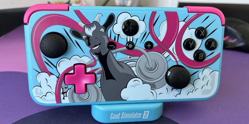 NEO S Goat Simulator Edition controller on charging stand