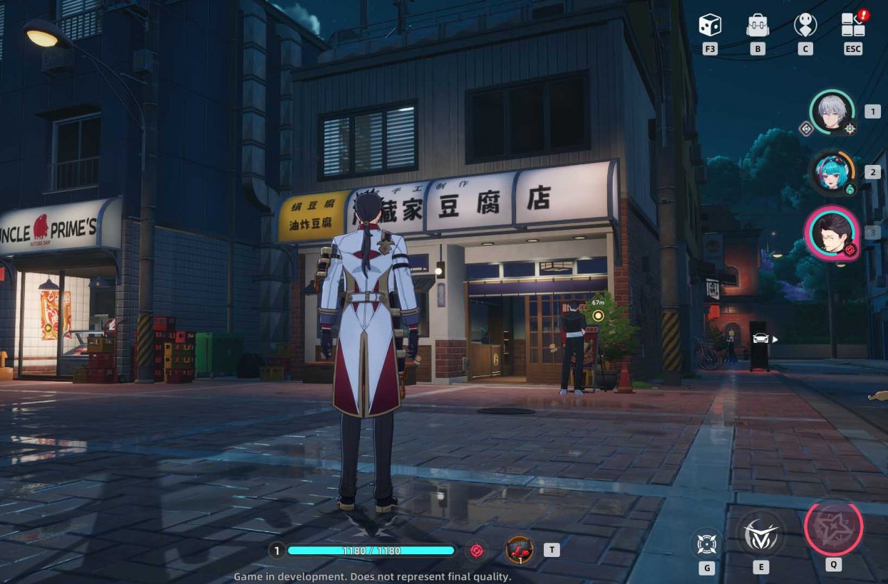 a character looking up at a tofu shop