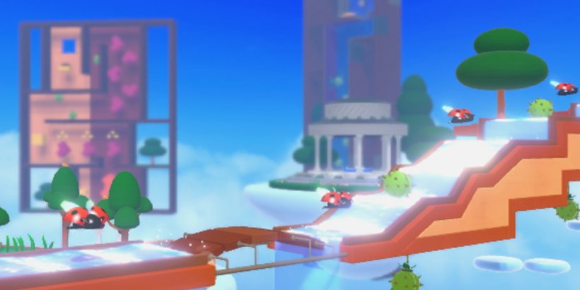 Ladybug and venus fly trap enemies on a waterfall path