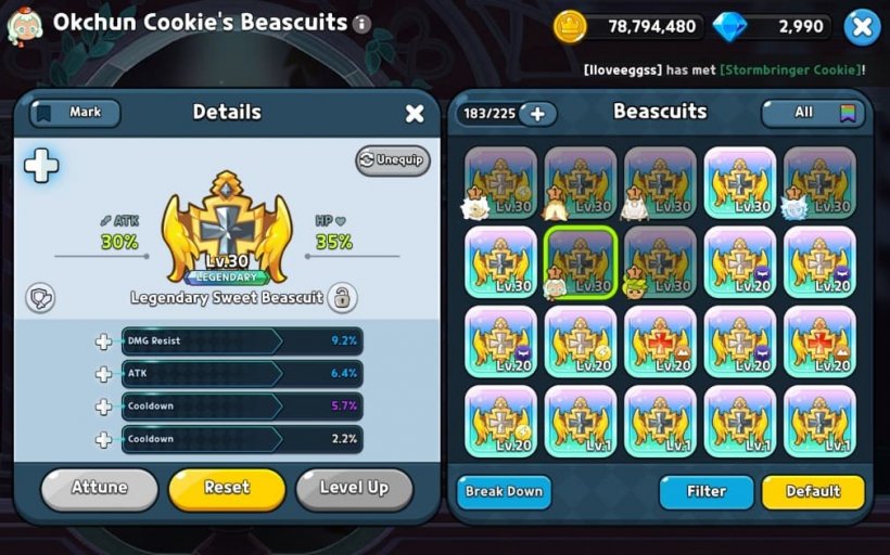 okchun cookie beascuit stats