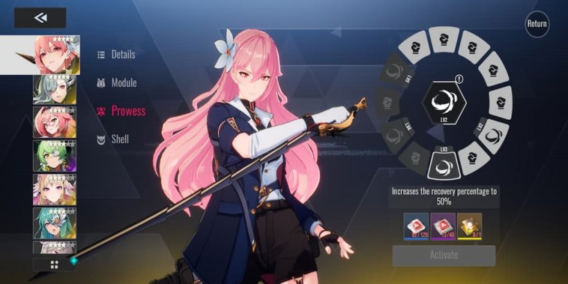 character upgrade screen