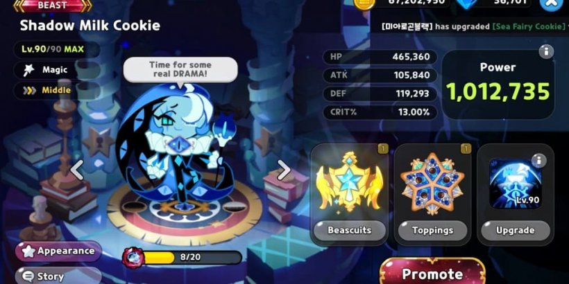Cookie Run Kingdom: Shadow Milk Cookie Toppings and Beascuits guide