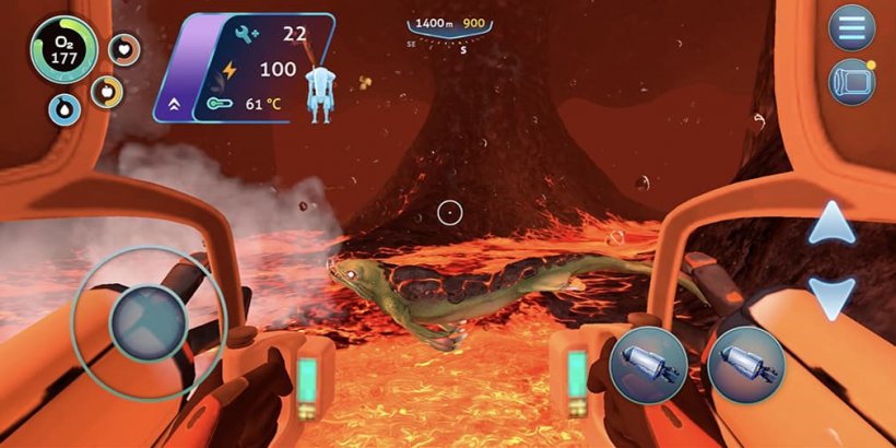 Exploring a underwater volcanic biome while strange creature swims by