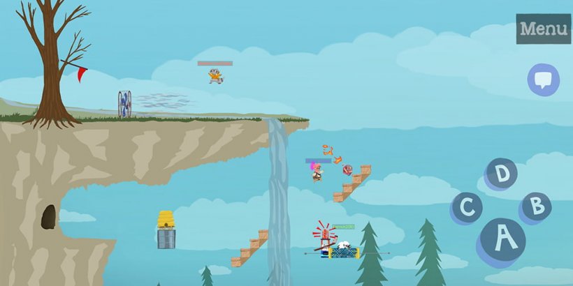 Waterfall level featuring two staircases and a large fan