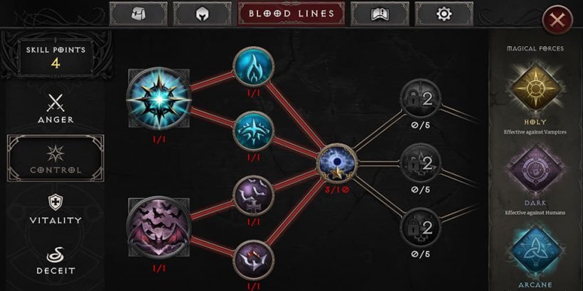 Control skill tree